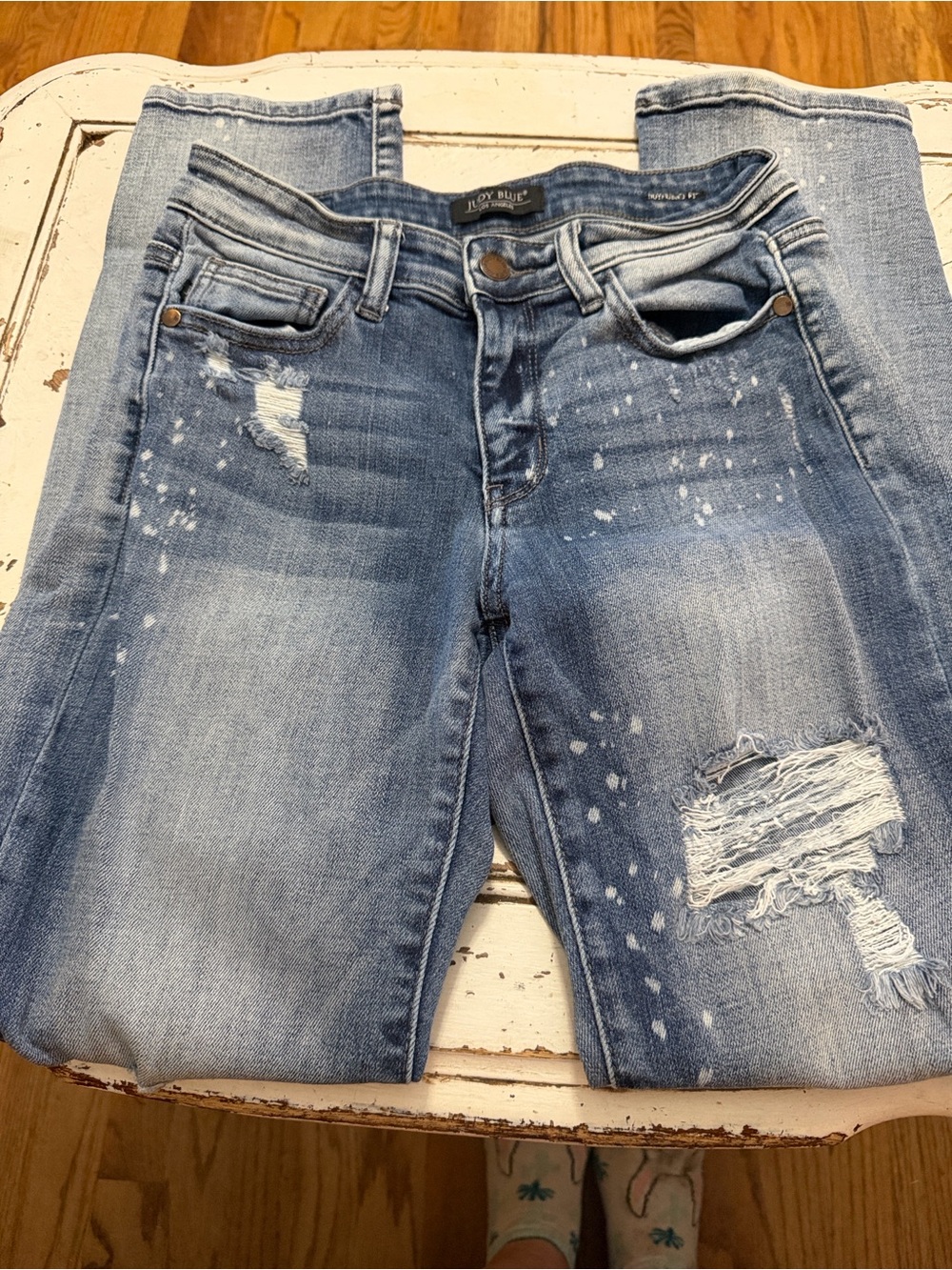 Judy Blue Light Blue Distressed Boyfriend Jeans